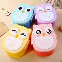 microwave cartoon owl kids lunch box 1000ml food storage container children kids school tuppers food plastic storage container