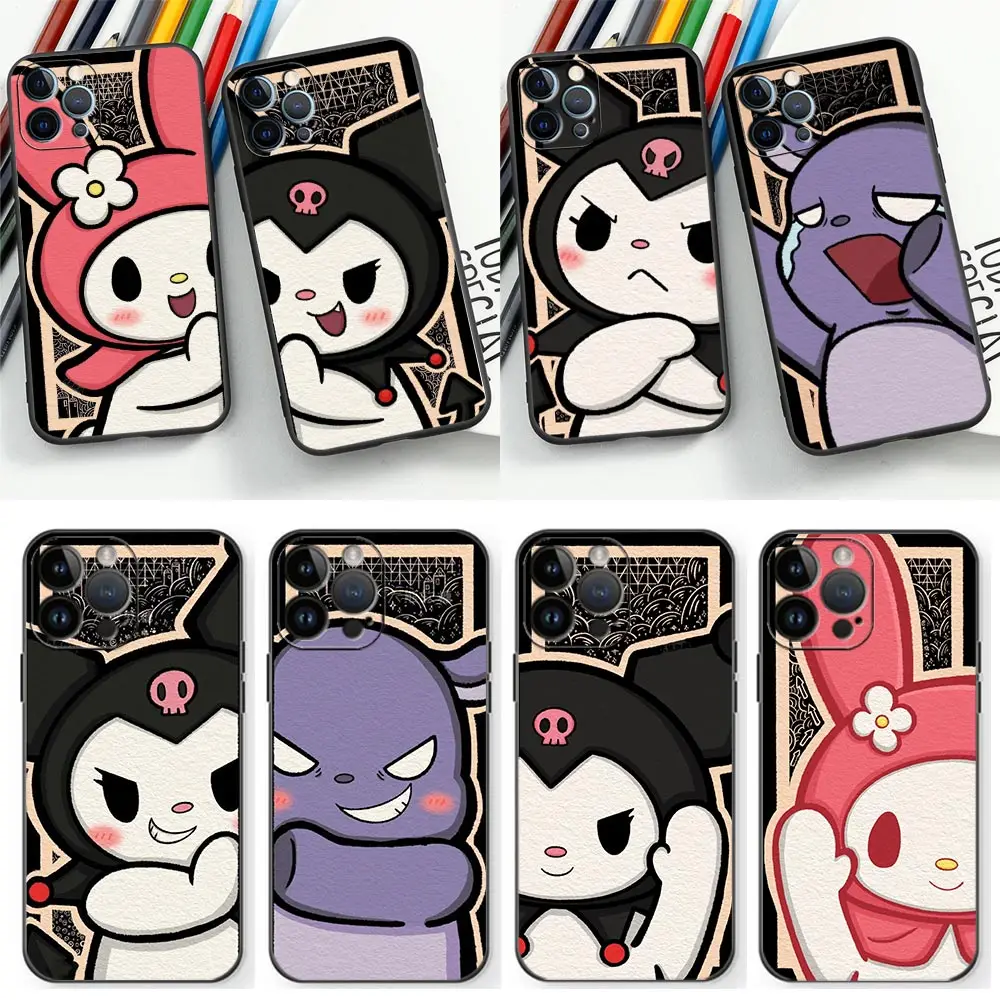 

Cartoon Cute Kuromi Melody Baku Case For iPhone 14 Pro Max Case For Apple iPhone14 13 12 11 Pro Max 8 7 SE XR XS Plus Cover Capa