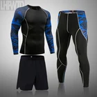 Мужское Спортивное компрессионное термобелье Rashguard, костюм для фитнеса и бега, комплект спортивной одежды, одежда для спортзала, мужской спортивный костюм