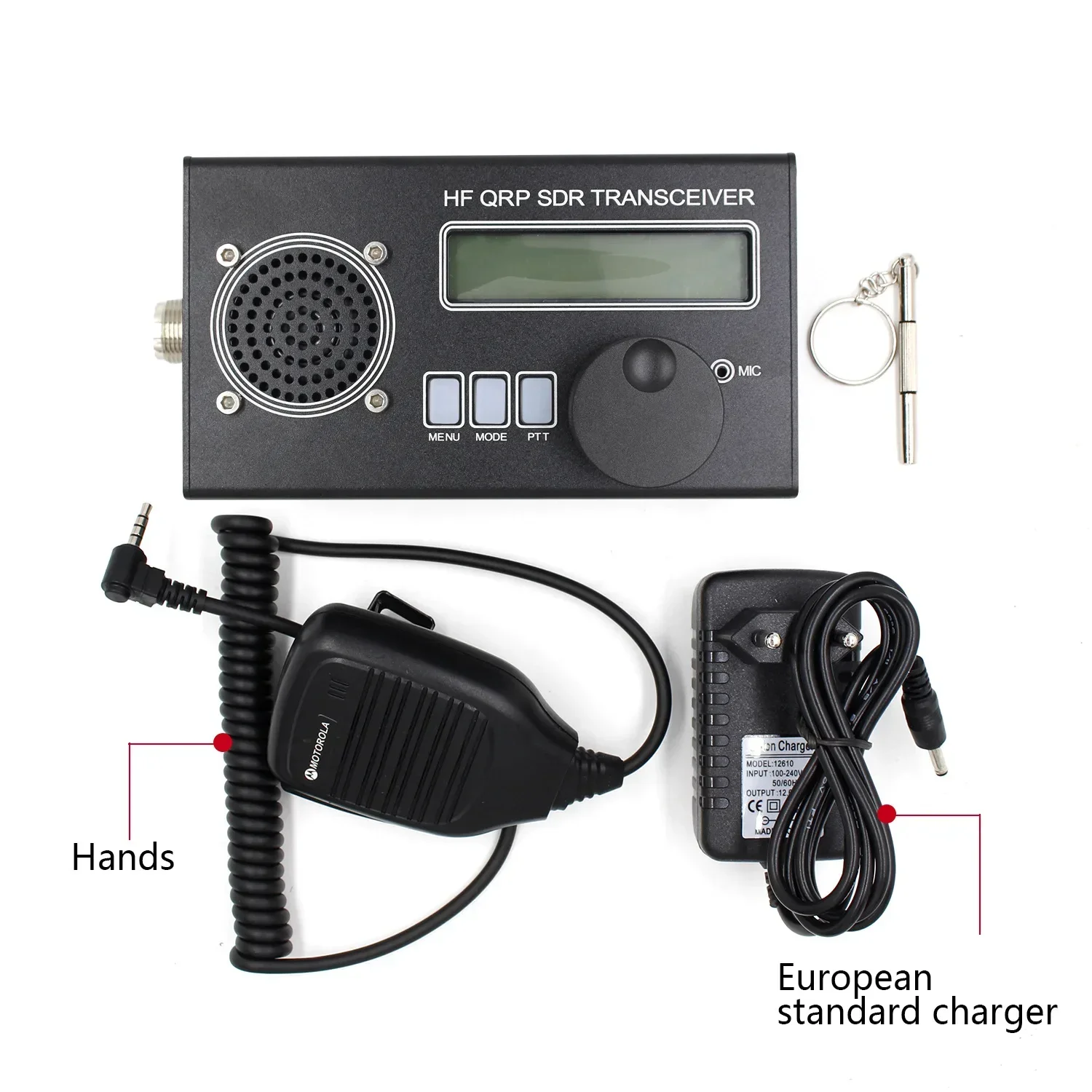 Фото Микрофон и зарядное устройство, USDX, USDR, HF, QRP, SDR, Transcsec, SSB, CW, 8 диапазонов, DSP, SDR, аккумулятор, 2024 №1