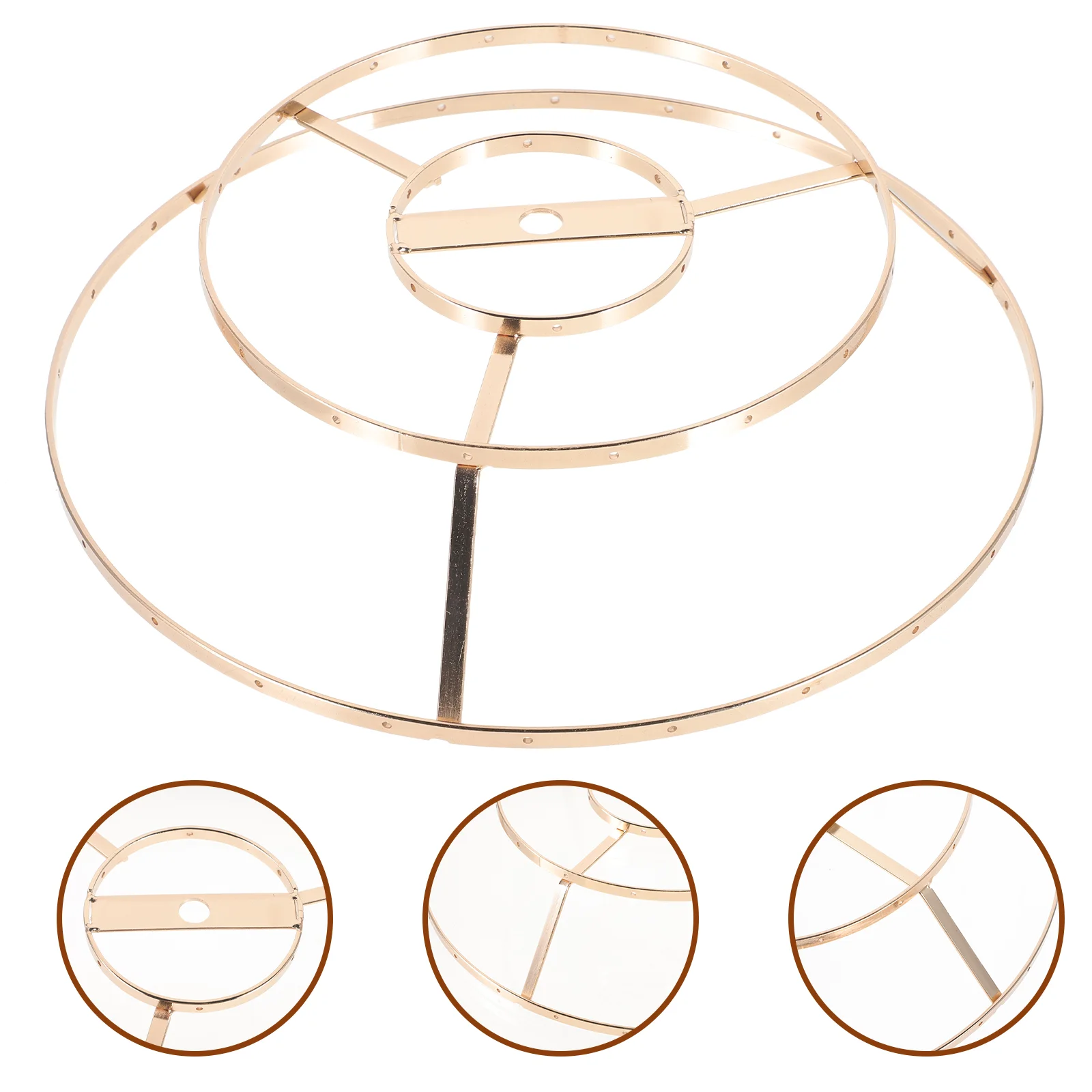 

Shell Stand Chandelier Iron Lamp Shade Frame Desk Vintage Table Lights Hanging Ring Double Layer Lampshade DIY Metal