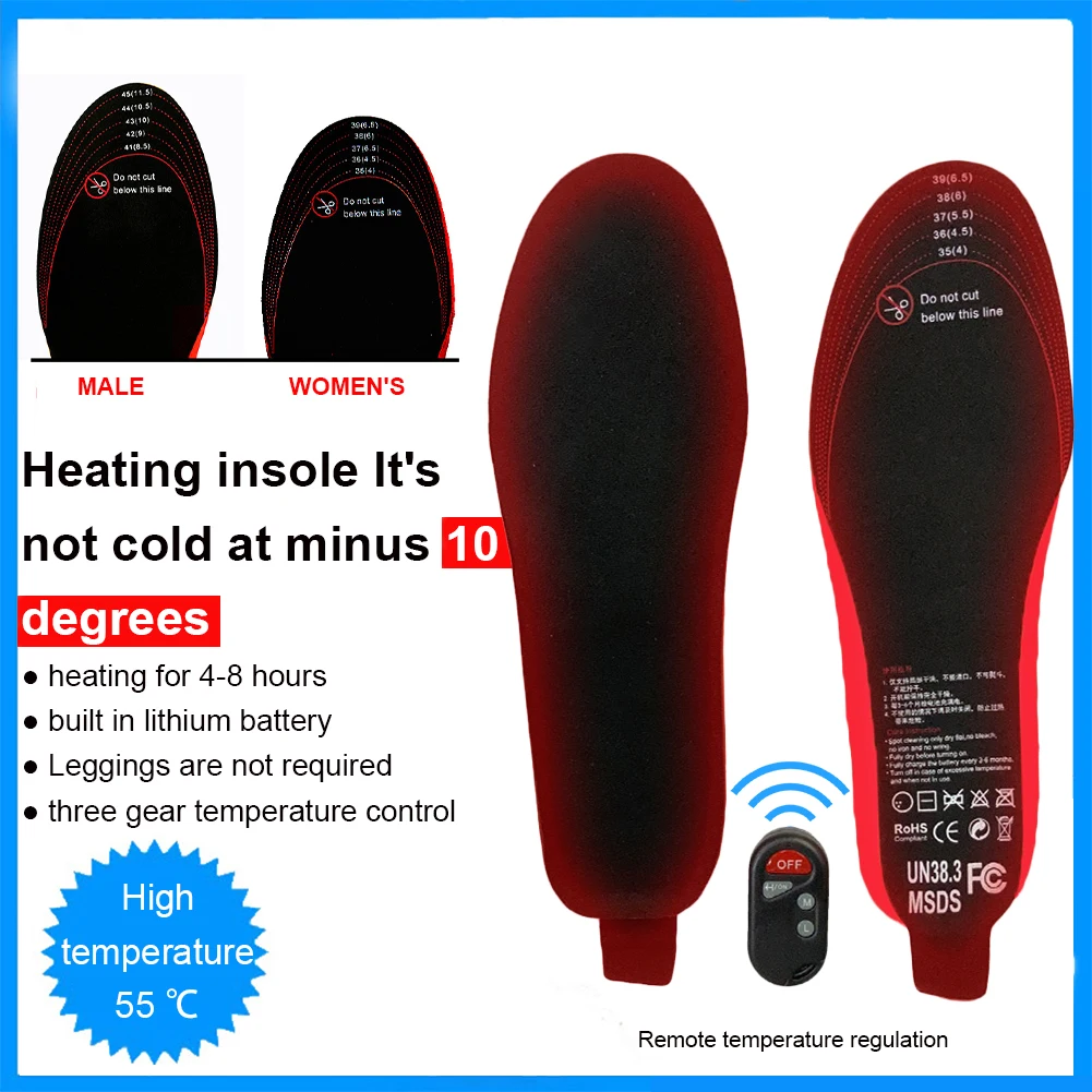 

Radio Heating Insoles 3-speed Adjustable Breathable Rechargeable Foot Warmer With Remote Control Men And Women Warm Insoles