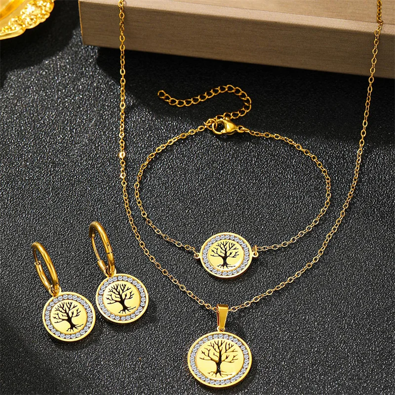 Комплект из колье серёг и браслета нержавеющей стали