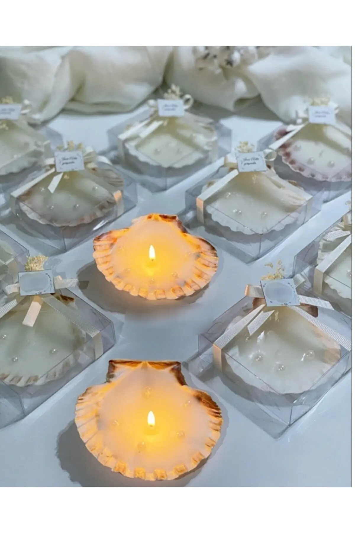 

Морская ракушка подробная жемчужная свеча 25'li посылка Свадебные украшения для свадебного подарка свечи хна ночь