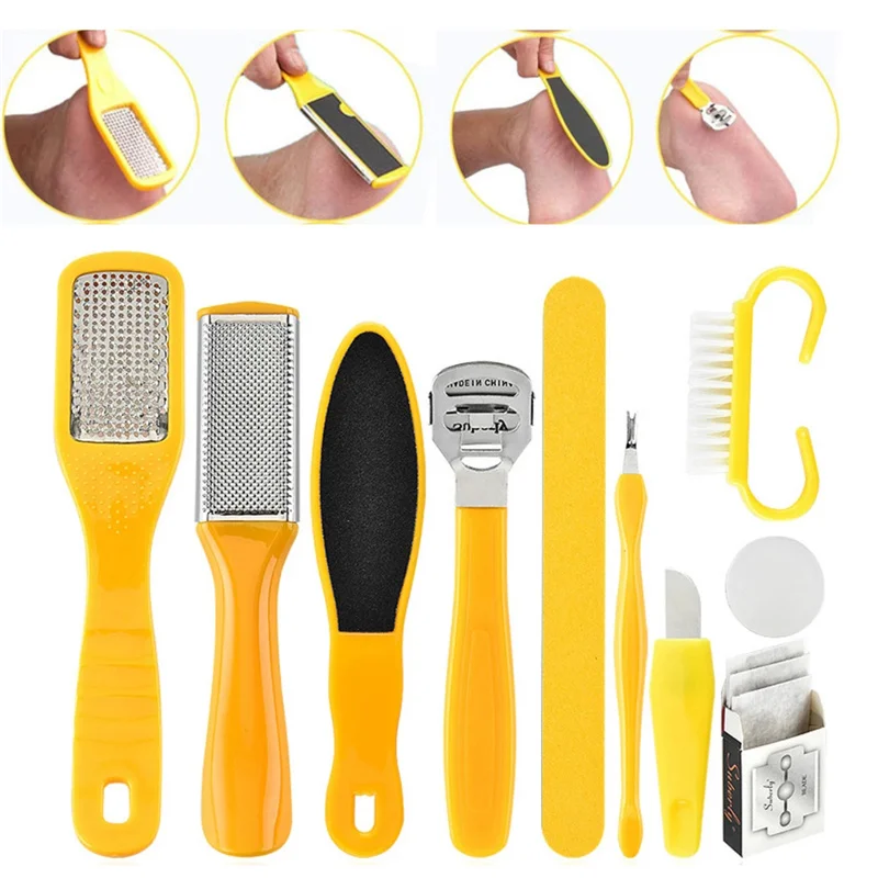 

10Pcs Pedicure Kit Stainless Steel Nail Care Tools Foot File Manicure Callus Remover Scraper Rasp Removing Hard Dead Skin Toos