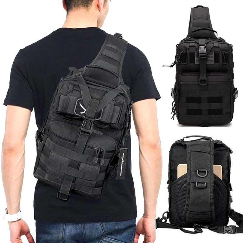 

Men's Tactical Shoulder Bag Molle Camouflage Sling Army Bags Military Hiking Camping Pack Assault Bag Fishing Hunting Backpack