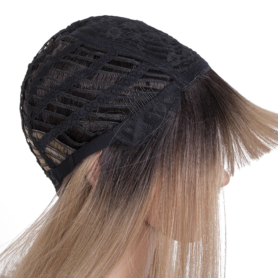 Поднимающий синтетический парик светлых волос с челкой прямые волосы парики боб