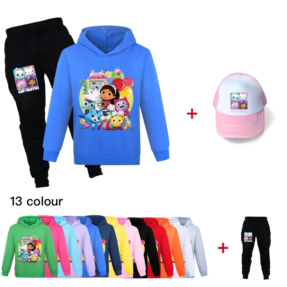 

Gabby Dollhouse Kids Hoodie Sweater+ Pant+hat Set Toddler Boys Outfits Baby Baby Girl Gabbys Cat Clothes Children Clothing Sets