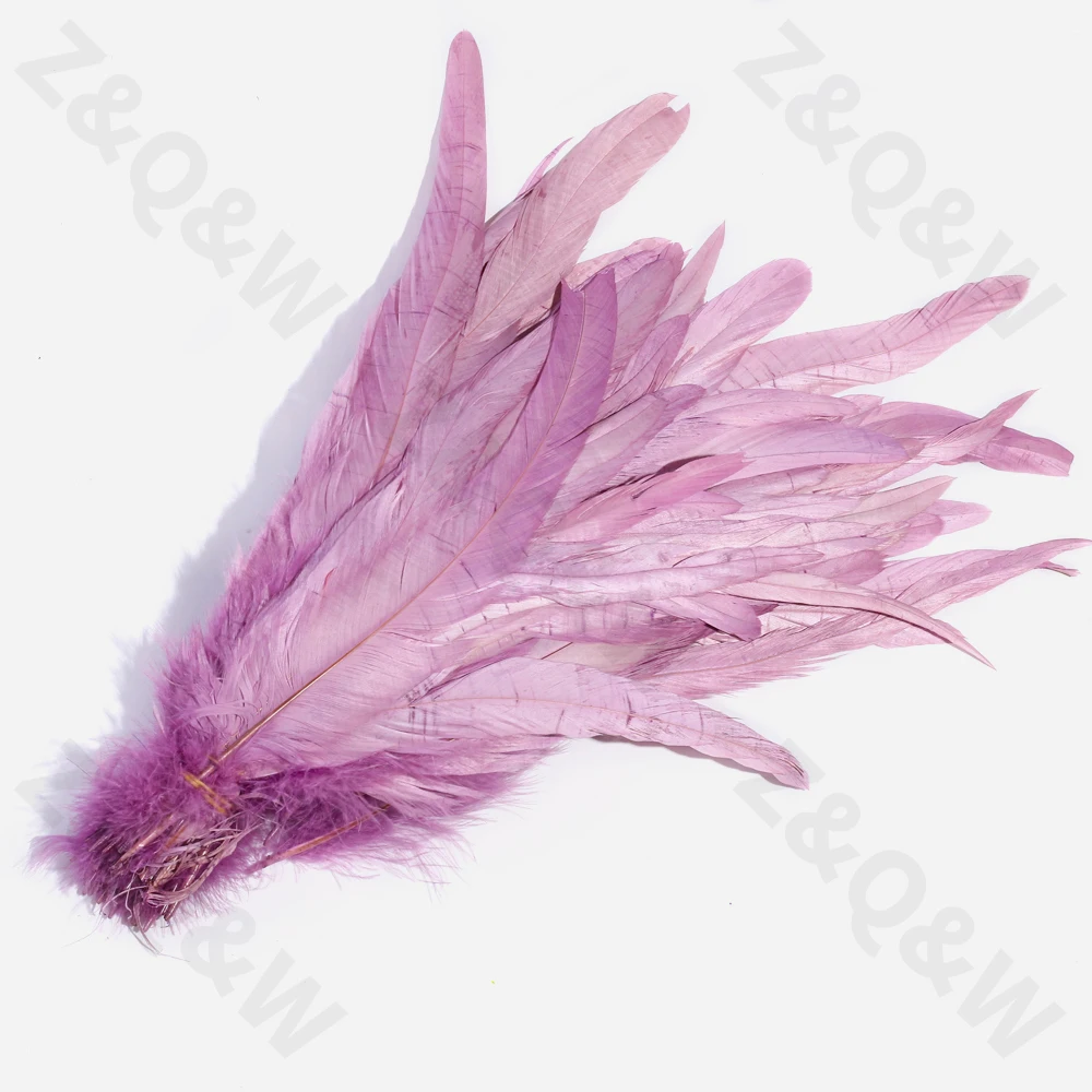 

Pretty 30-35CM/12-14 Inch Rooster Tail Feather Dyed Light Purple 100 PCS DIY Costume Show Decoration Headdress Craft Materials