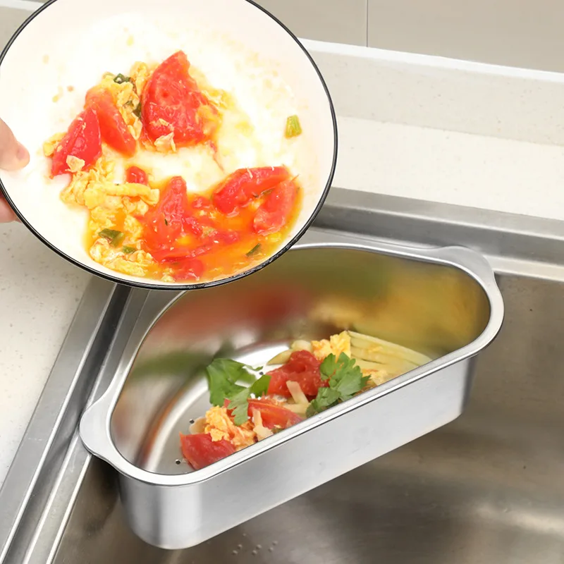 

Stainless Steel Sink Drain Strainer Basket for Filter Kitchen Waste Vegetables Fruit Washing Multifunctional Hanging Sink Caddy