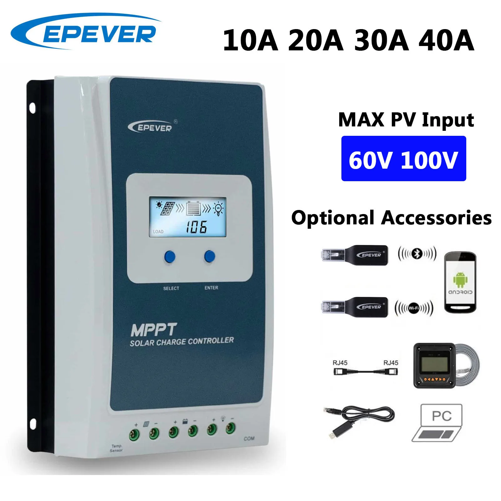 Контроллер отслеживания солнечной панели Tracer3210AN 2210AN 4210AN 1210AN mppt EPsolar, бесплатная доставка с USB-кабелем, программное обеспечение для подключения ПК