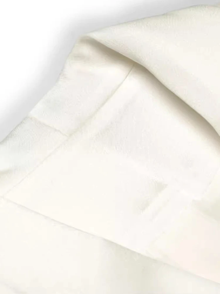 Seasixiang пальто с бисером для женщин отложным воротником и длинными рукавами поясом