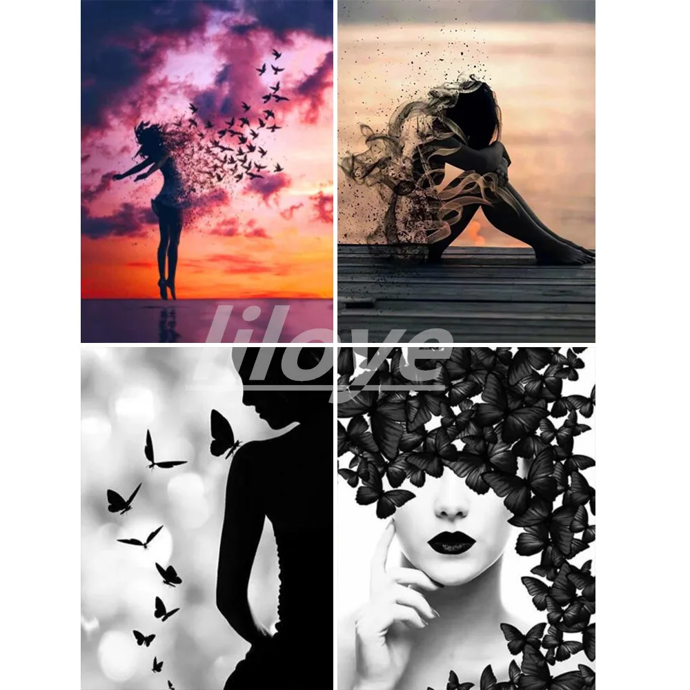 

5D алмазная живопись «сделай сам» с бабочкой, пикантная Женская полноразмерная круглая кристаллическая 3D вышивка крестиком, мозаика, картин...