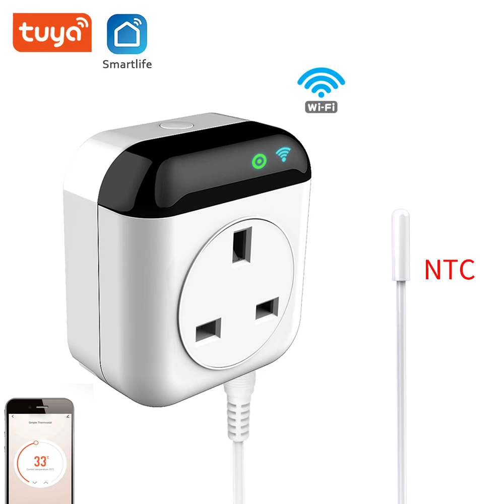 

Smart Wifi Thermostat Intelligent Socket Cellphone SmartLife APP Remotely Controls Compatible with Alexa Google Assistant