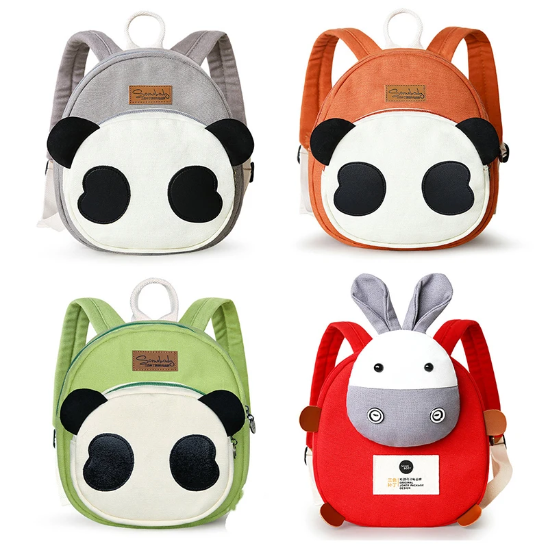 

Children Canvas Backpack Cartoon Kindergarten Small Lovely School Bags Colorful Boys Girls Baby Cute Mini Panda Pattern Backpack