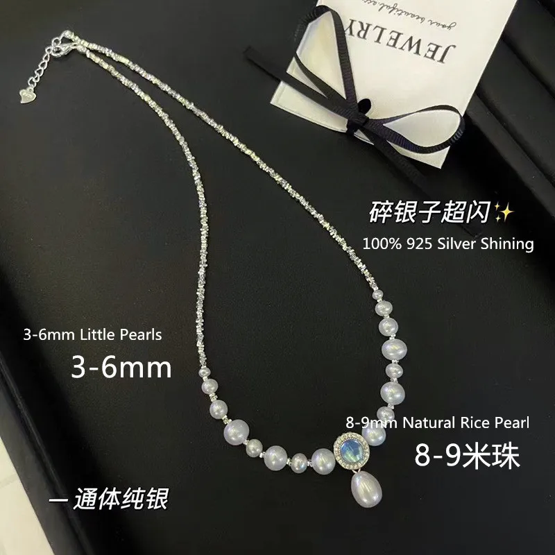lingzhiwu женское ожерелье из натурального жемчуга + серебро 925 пробы с аквамарином и