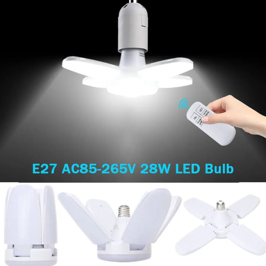 

Лампочка E27 светодиодный, лампочка для освещения, Складная Лампа для потолка, 28 Вт, с пультом дистанционного управления