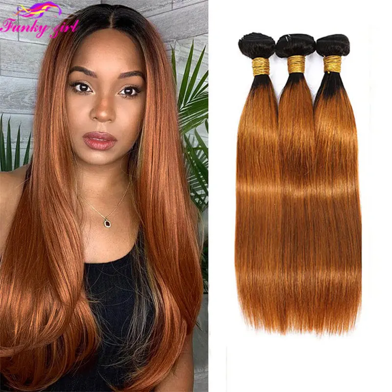 FG Highlight Bundles Malaysian Straight Bundles 8-32 inch Ombre Blonde Human Hair Bundles Weave Remy Hair Extensions Full to End