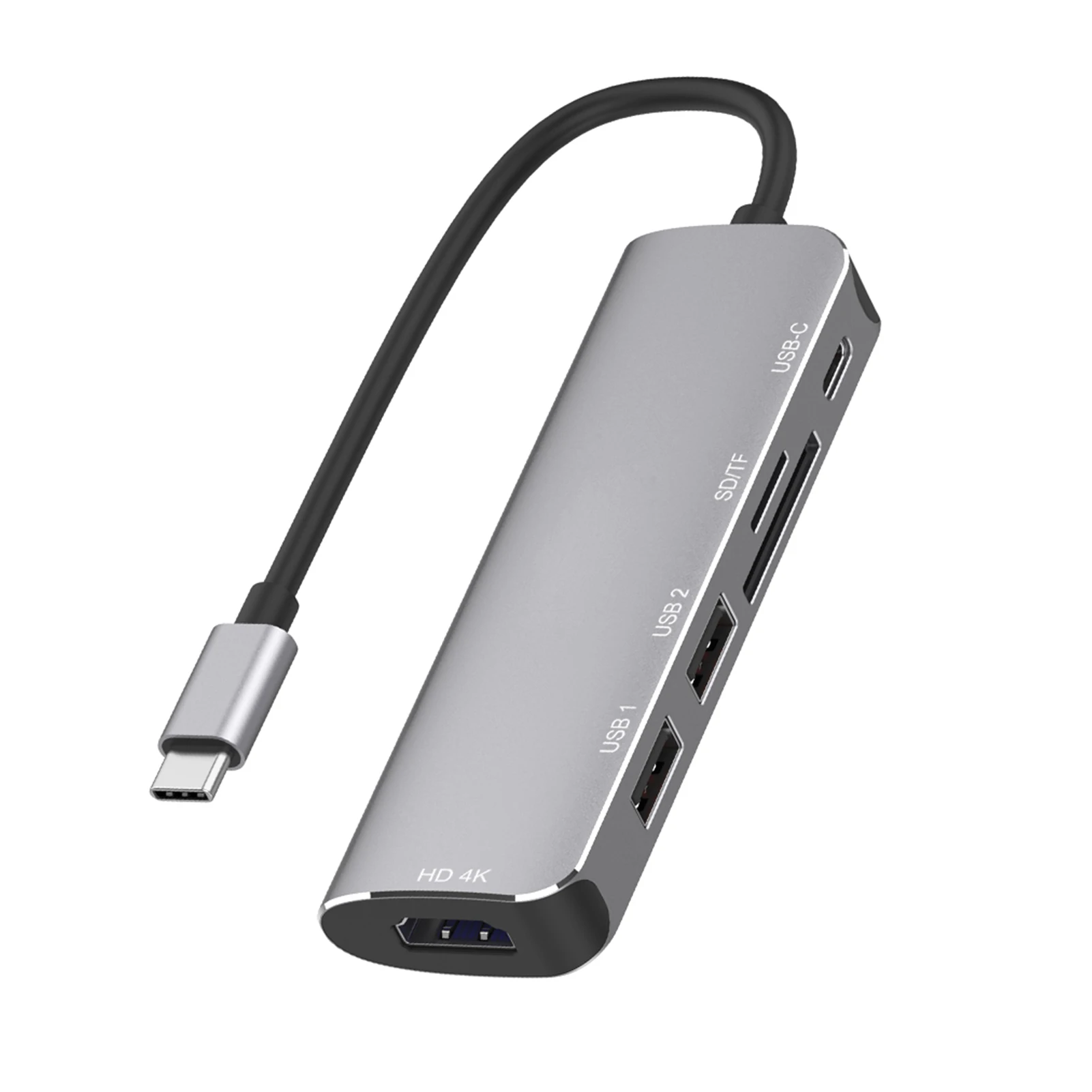 

6 In 1 USB C Hub Splitter Multiport Power Delivery Docking Station SD TF Card Reader Metal 4K HDMI-compatible Fast Adapter