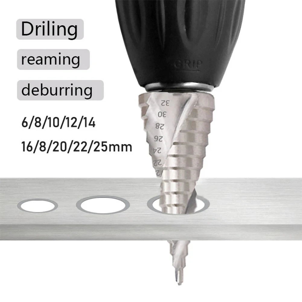 

Step Cone Drill Bit Triangle Handle 4-32mm Accessories Drilling For Wood/Metal Groove Hole Cutter Parts Spiral