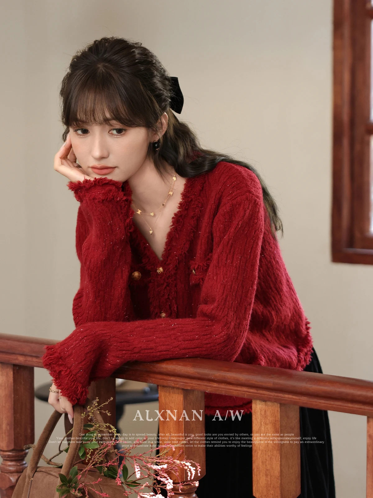 ALXNAN женские классические базовые кардиганы с необработанными краями v-образным