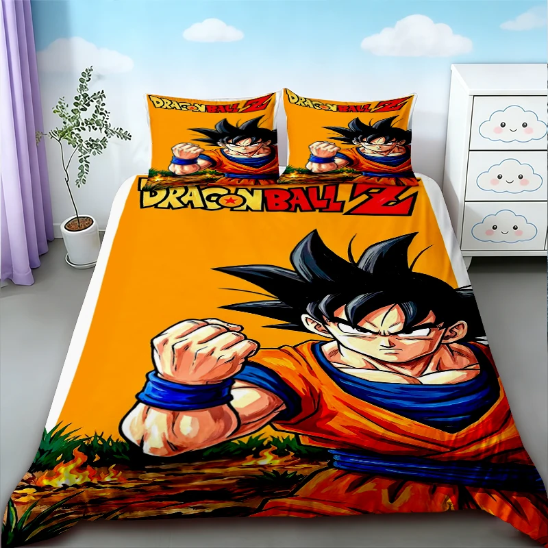 Фото Детский комплект постельного белья с Гоку из аниме Dragon Ball: мягкий и удобный пододеяльник для спальни и общежития №4