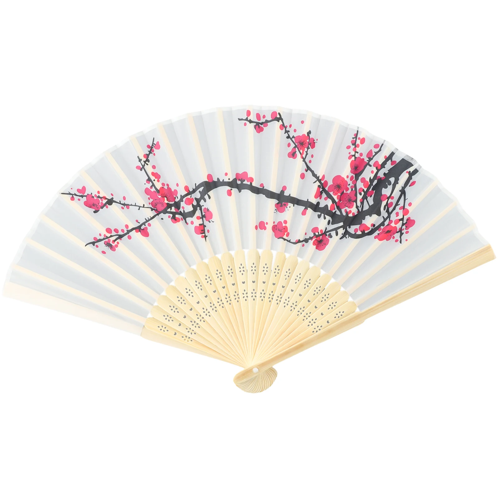 

Vintage Silk Folding Fan Chinese Japanese Cherry Blossom Bamboo Folding Fan Tassel Dance Hand Fan Home Decor Ornament Craft Gift