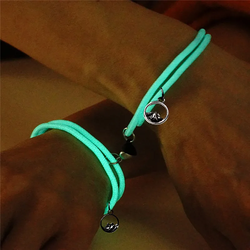 

Fashion Luminous Couple Rope Bracelet Lover Friendship Bestie Creative Adjustable Mountain Sea Pledge Bracelet Jewelry Gift