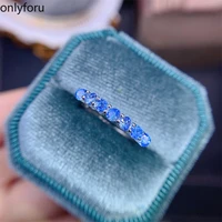100 925 sterling silver real blue moissanite band rings 7pcs for women sparkling wedding party fine jewelry gifts