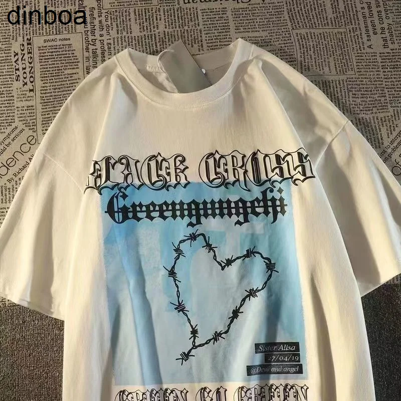 

Summer Vintage Love Design Letter Printing O-neck Short-sleeved T-shirt Women 2022 Loose Casual Couple Y2k Top Streetwear Women