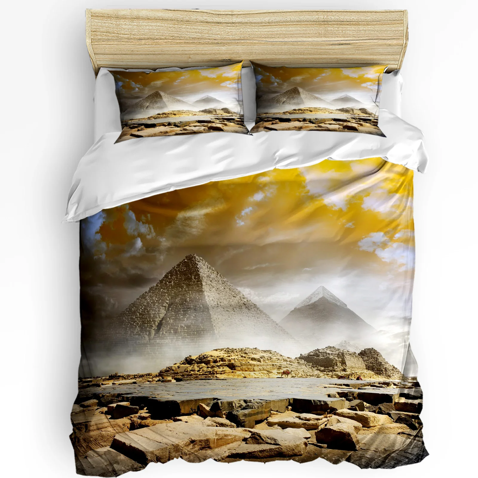 

Egypt Pyramid Smog Printed Comfort Duvet Cover Pillow Case Home Textile Quilt Cover Boy Kid Teen Girl Luxury 3pcs Bedding Set
