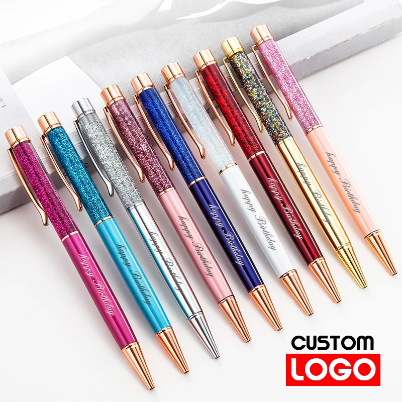 Creative Gold Foil Oil Pen Crystal Wafer Pen High-grade Metal Signature Pen Custom LOGO Lettering Engraved Name Stationery