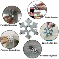18 in 1 snowflake snow wrench tool spanner hex wrench multifunction camping outdoor survive tools bottle opener screwdriver