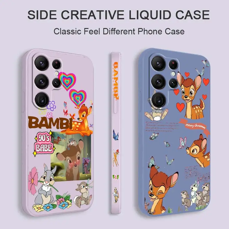 

Disney Fawn Bambi Cool Phone Case For Samsung Galaxy S23 S22 S21 S20 FE S10 Ultra Plus Lite 5G Liquid Left Rope Cover