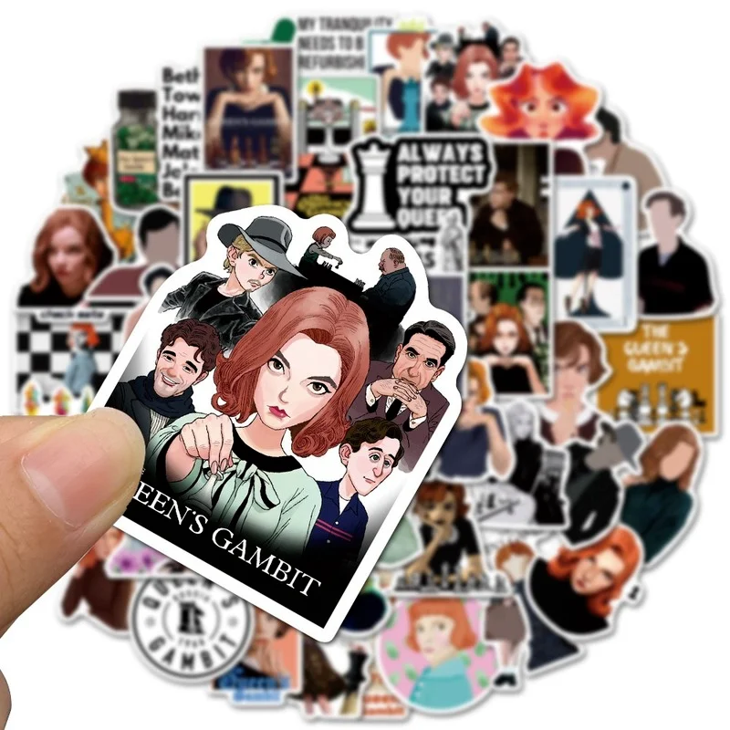 

50Pcs The Queen's Gambit TV Series Stickers Anime Figure DIY Decoration Beth Harmon Alma Wheatley Waterproof PVC Kids Stickers