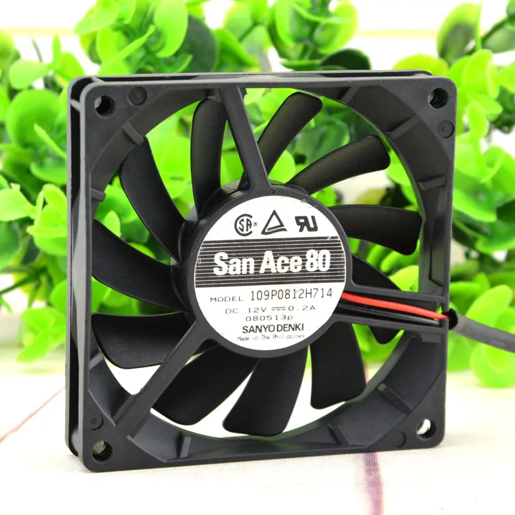 Новый бесшумный вентилятор с двумя шариками для Sanyo 8015 8 см 12 в а 109P0812H714