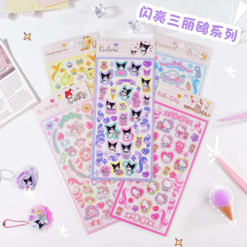 

Hello Kitty Kawaii Decorative Sticker Sanrio Japanese Thes Goo Card Decorative Retro Waterproof Kolomi Meletti Cartoon Sticker