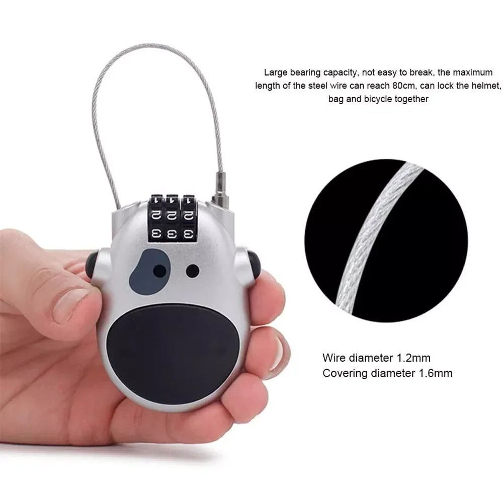 

Helmet Lock 3 Digit Password Resettable Combination Travel Locks Portable Bike Motorcycle Helmet Anti-Theft Accessories
