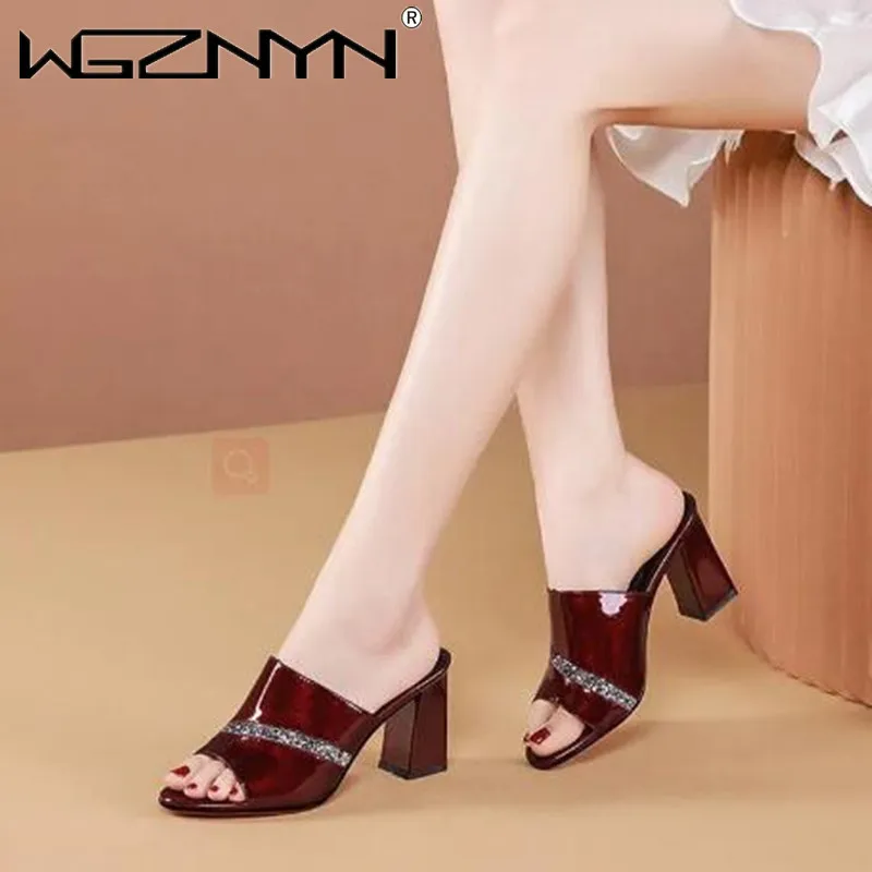 

2022 Women's Shoes Peep Toe Bling Sandals Summer New Style High Heel Slippers Female Sexy Pumps Woman Slides Slipper Dress Shoes