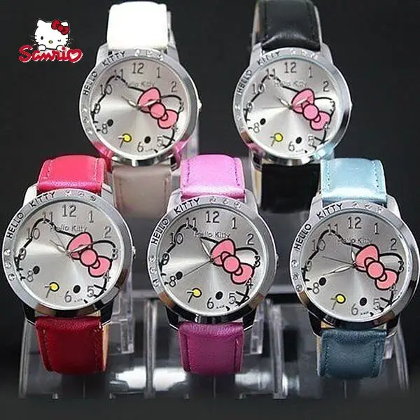 

Часы наручные Sanrio HelloKitty детские, милые электронные светящиеся, с мультяшным изображением кошки, для девочек, студентов, кварцевые