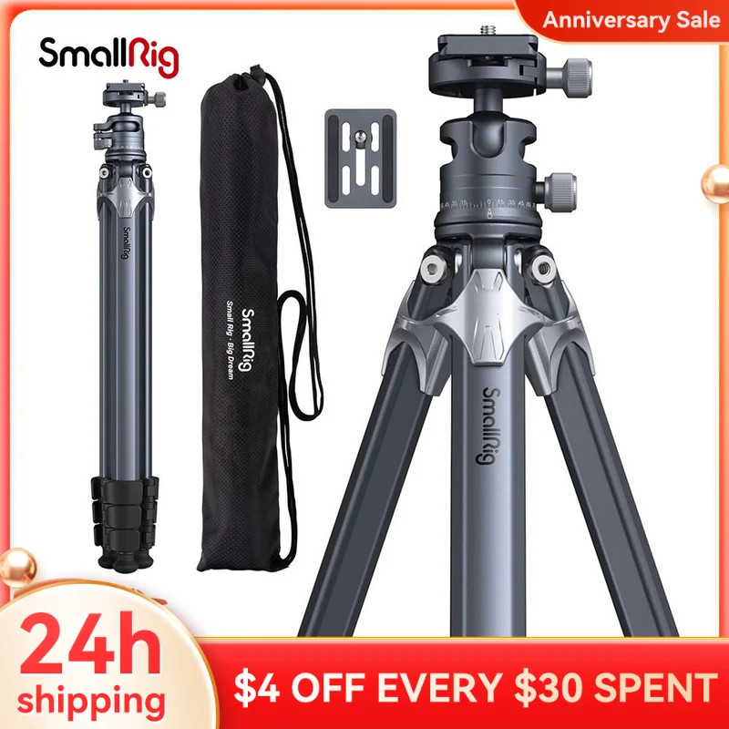 

SmallRig Lightweight Travel Tripod with Compact Structure, 360° Ball Head, Quick Release Plate, Travel Bag for Canon for Sony