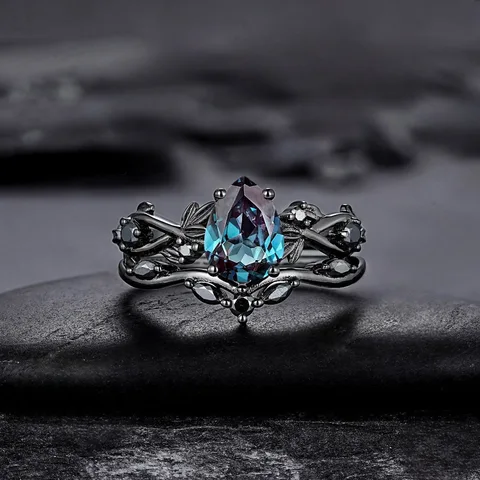 Кольца LATS 2 шт.  черный цирконий