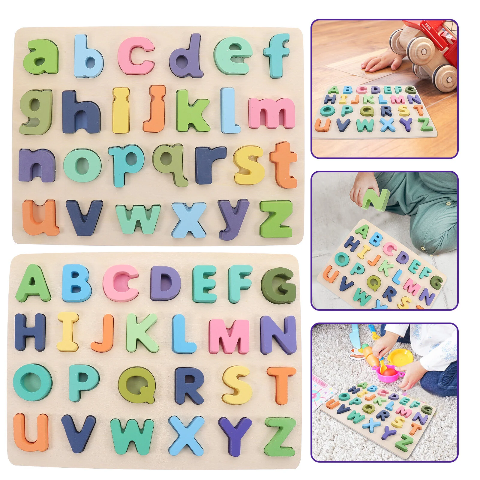 

2 набора, детские деревянные пазлы с английским алфавитом
