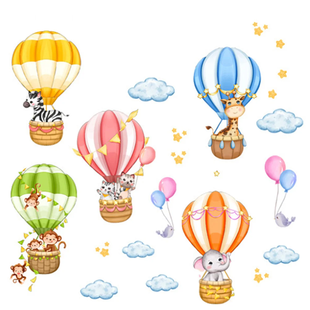 

2 Sheets Kid Room Decor Hot Air Balloon Wall Sticker Adhesive Wallpaper PVC The Clouds Household Child