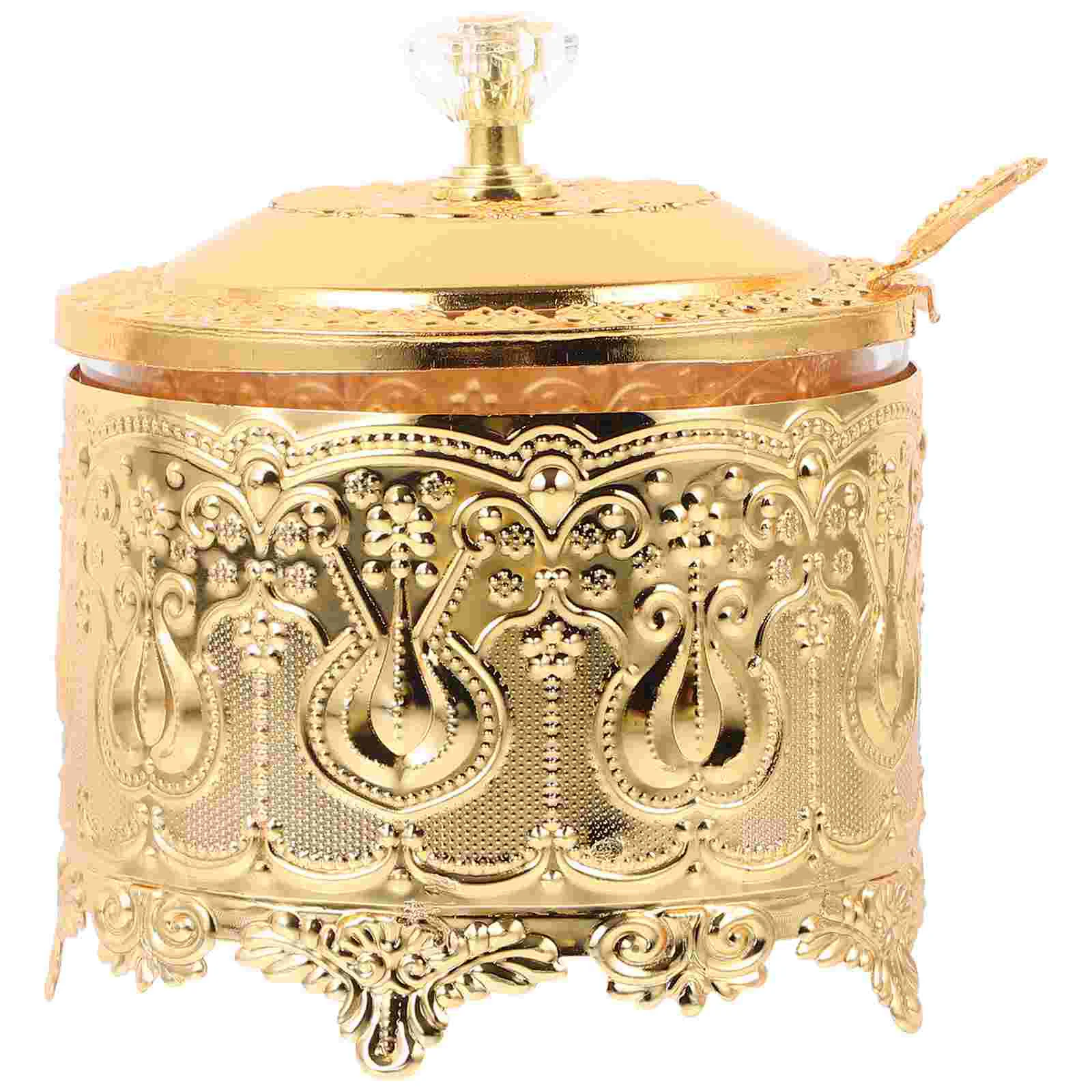 

European Seasoning Jar Embossed Candy Dish Decorative Storage Bowl Iron Kitchen