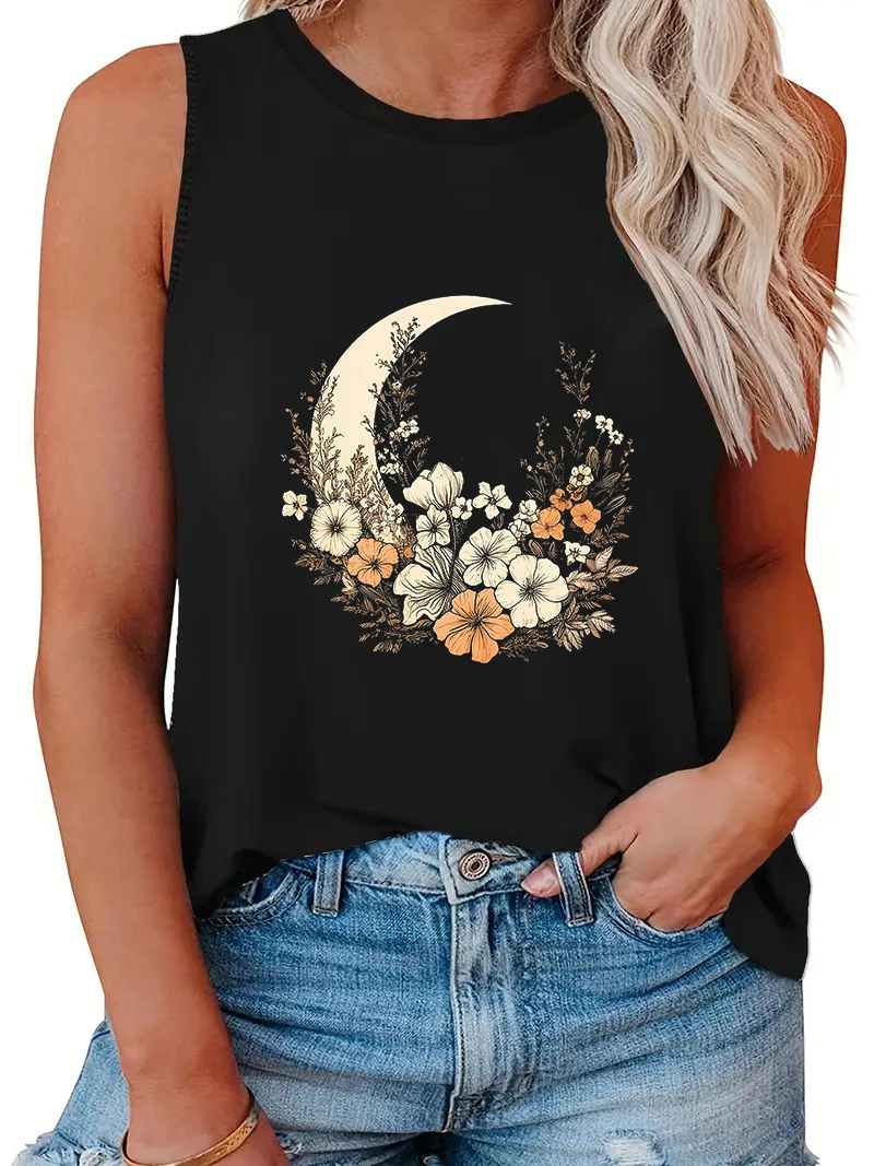 Богемная романтическая женская майка с принтом Moon Garden