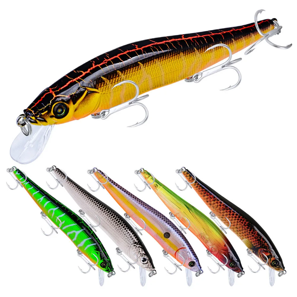 

12cm14g Bass Minnow Lures With Treble Hook Artificial Hard Crankbaits Pike Carp Pesca Tackle Wobbler Sinking Hard Plastic Bait