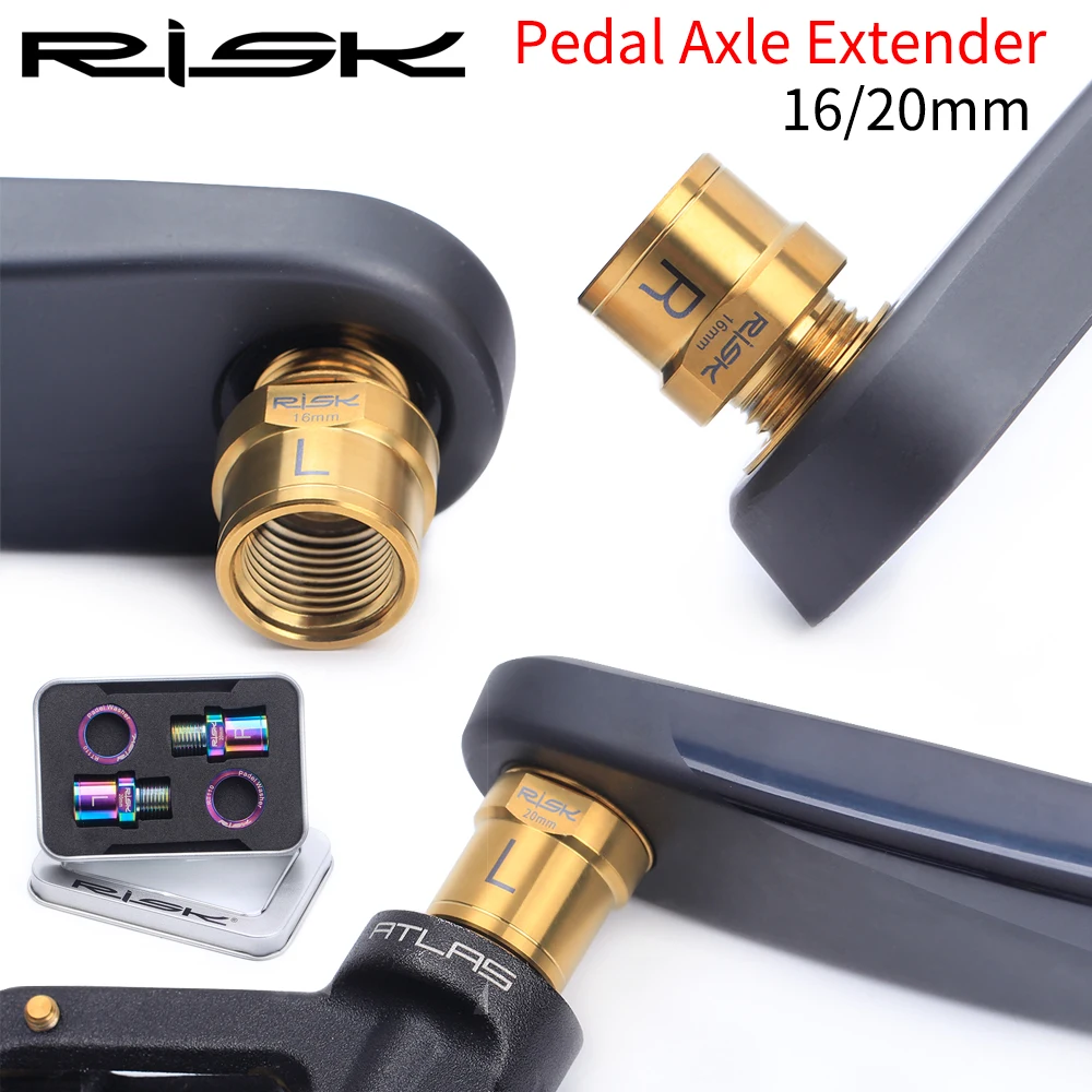 Risk RT109 Titanium Bike Pedals Extenders 16mm/20mm With Washer MTB Mountian Bicycle Light Pedels Lengthed Streched With Gasket