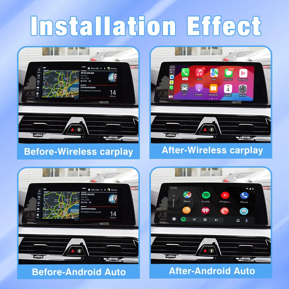 Фото Беспроводной адаптер CarPlay Android Auto iDrive 7 для BMW 5 серии G30 2019-2024, подходит для моделей 520i, 530i, 540i, 520d, 530d, 540d, 530e, 545e, F90 №5