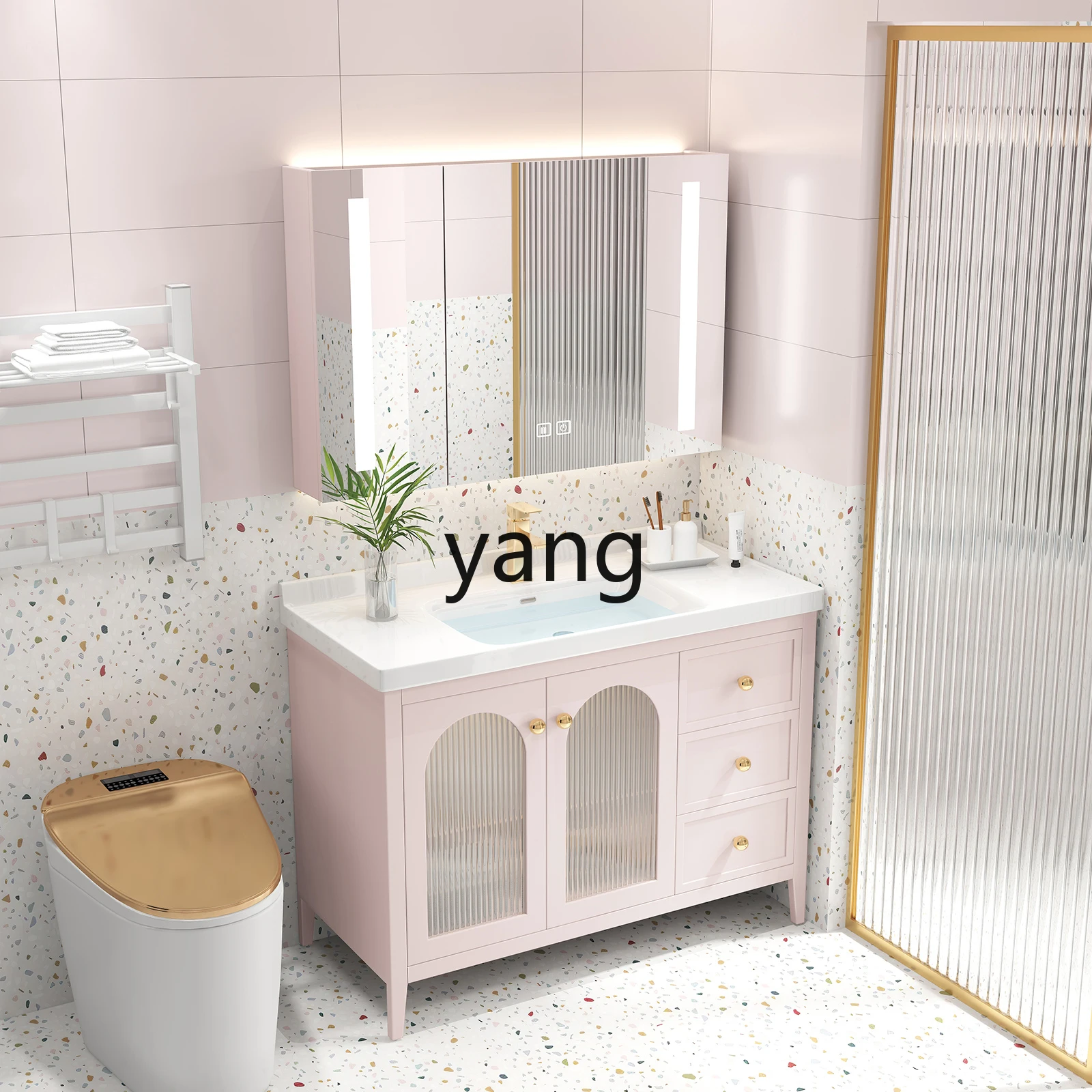 LXL женский роскошный дубовый зеркальный простой шкаф для мытья рук